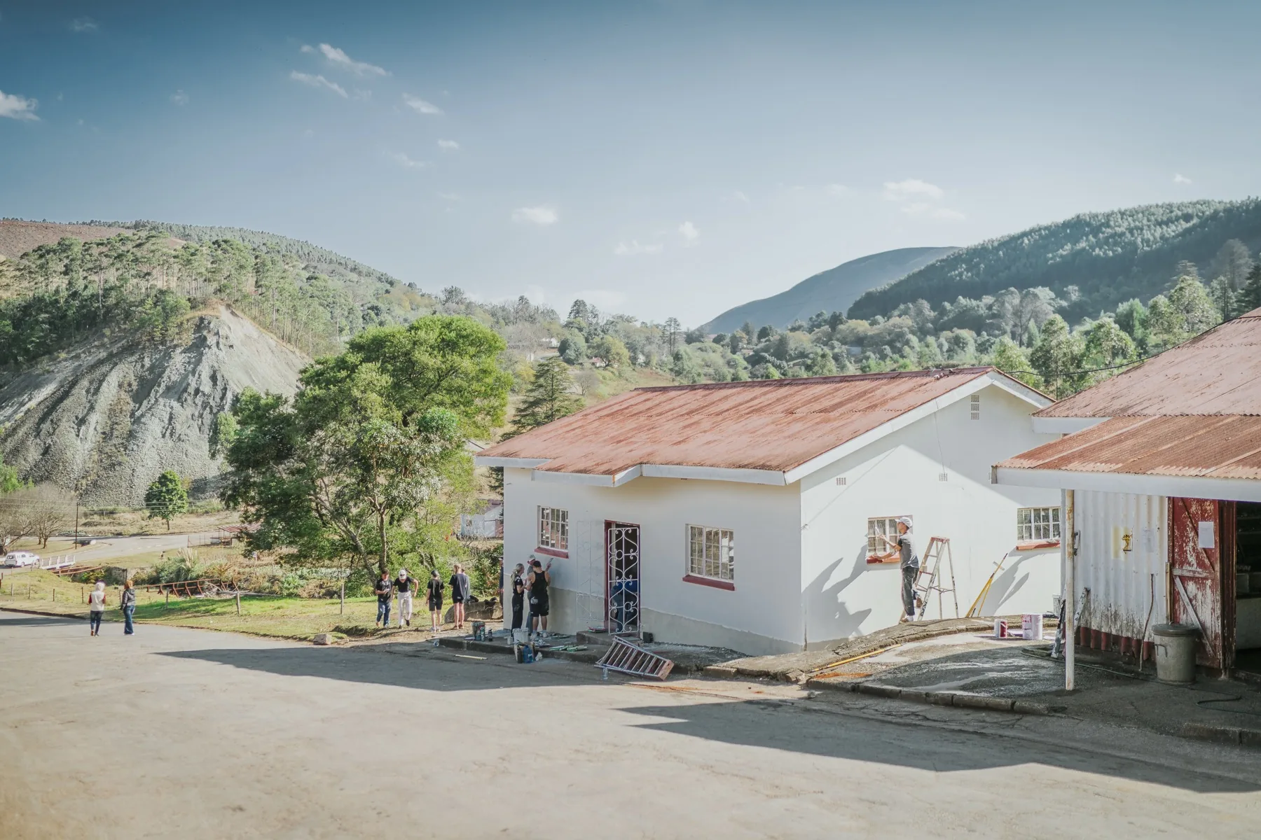 The team working on a building in Eswatini