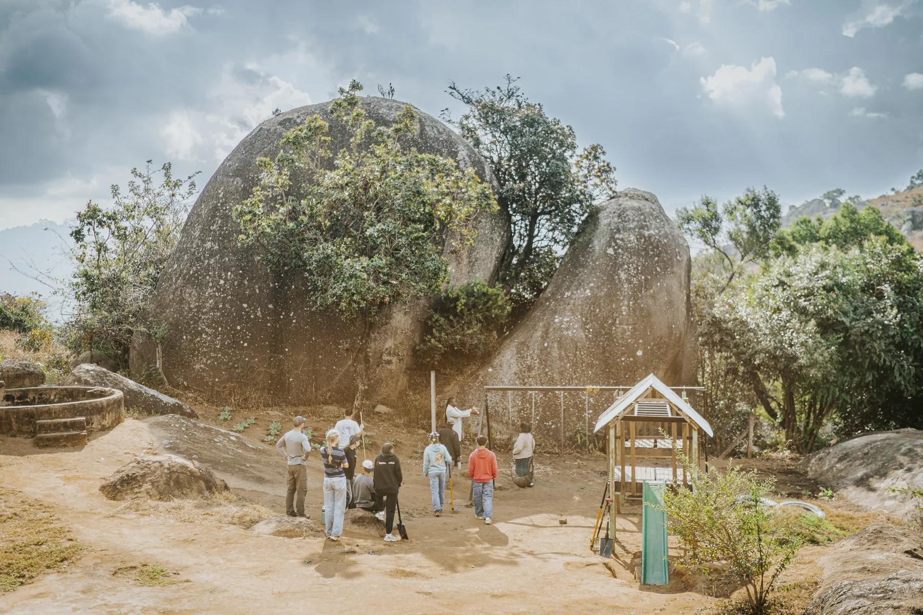 The team among the boulders