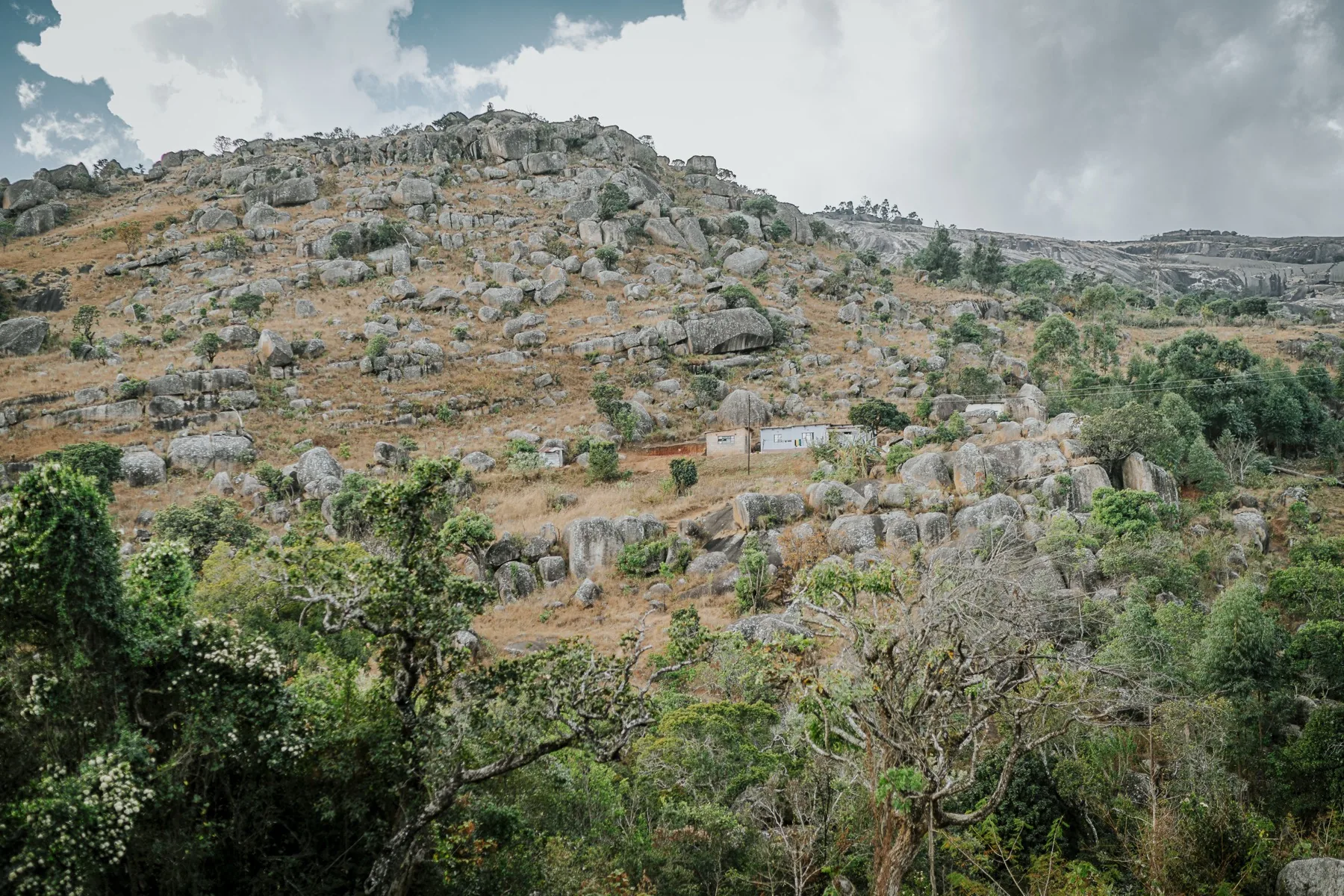 Eswatini landscape with granite boulders